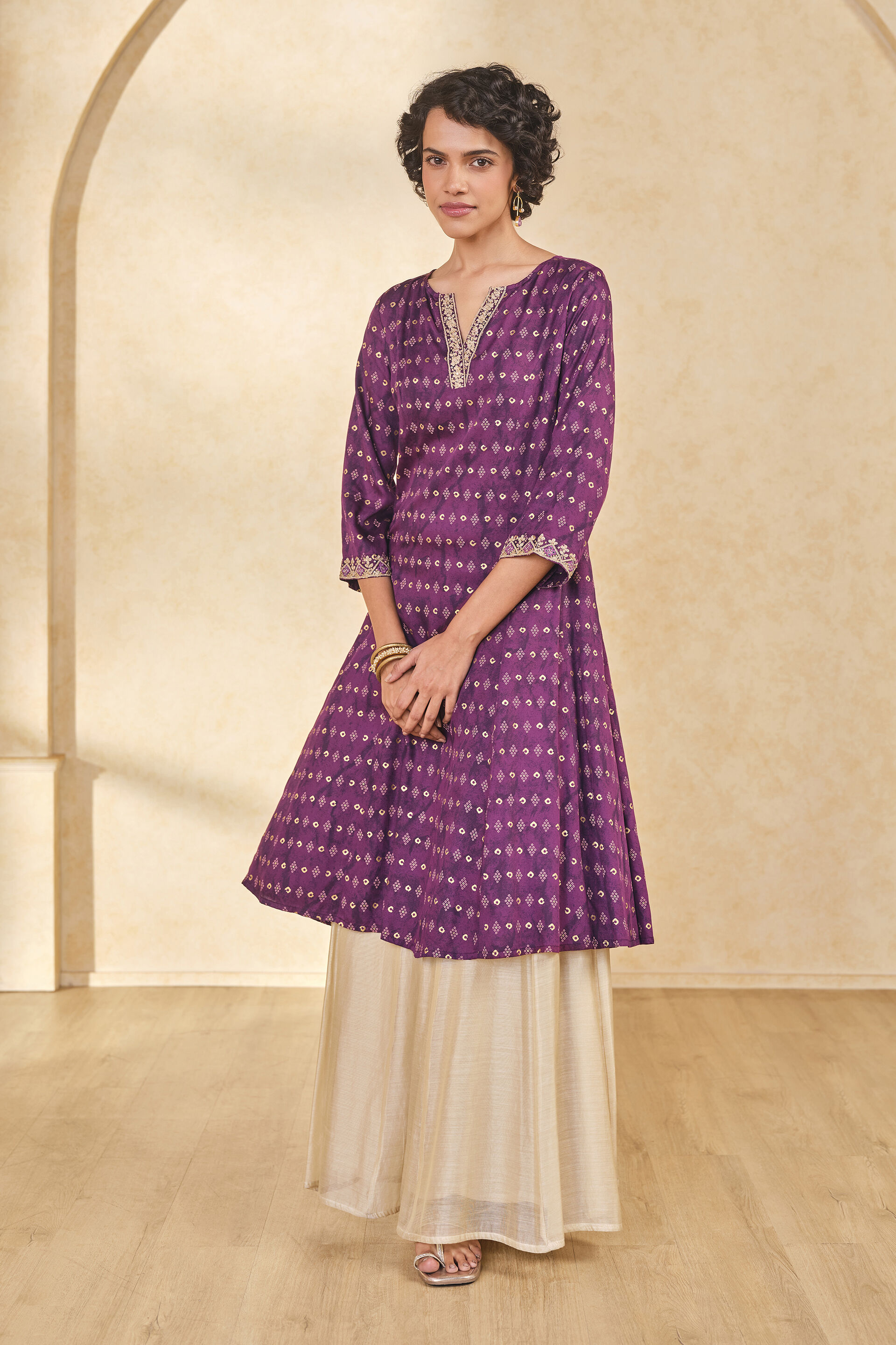 Radiant Purple Satin Kurta, Purple, image 3
